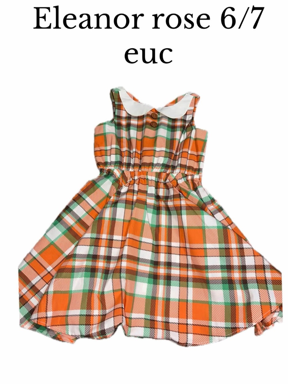 Eleanor rose 6/7 orange plaid dress